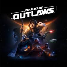 An illustration of Star Wars: Outlaws showcasing the game’s protagonist, Kay Vess, in a dynamic action pose. The background features a richly detailed Star Wars universe, including a futuristic cityscape and a starship. The image highlights key elements of the game, such as space and ground combat, and character customization, emphasizing the adventurous and immersive nature of the upcoming title.






