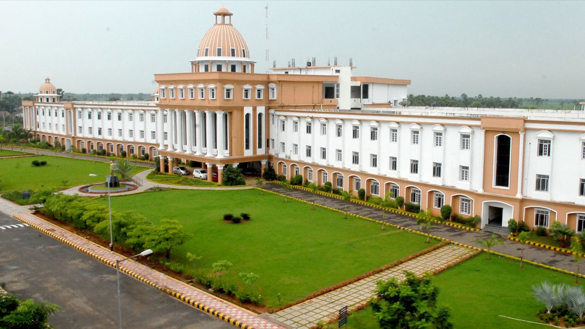 Gudlavalleru Engineering College campus with modern infrastructure and lush green surroundings.