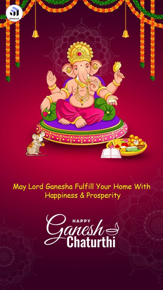 A vibrant image of Lord Ganesha idol adorned with flowers, symbolizing the joy and devotion during Ganesh Chaturthi celebrations.