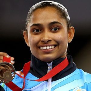 Indian gymnast Dipa Karmakar performs a vault maneuver at the Rio Olympics.