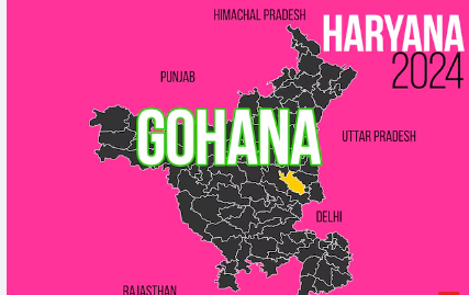 "Election results display showing BJP's victory in Gohana."